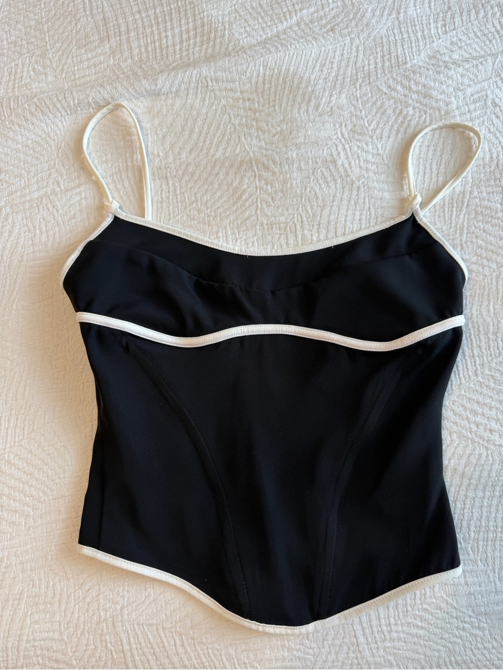 Black corset  Top with White Trim